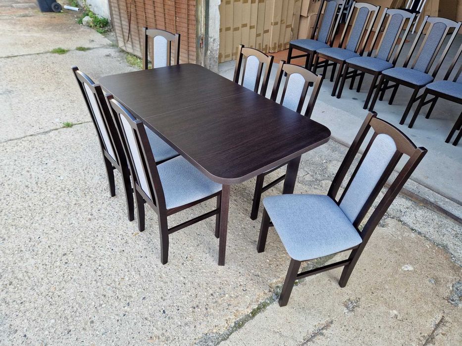 Nowe: STÓŁ 80x140/180 + 6 KRZESEŁ, wenge + szary , dostawa cała PL