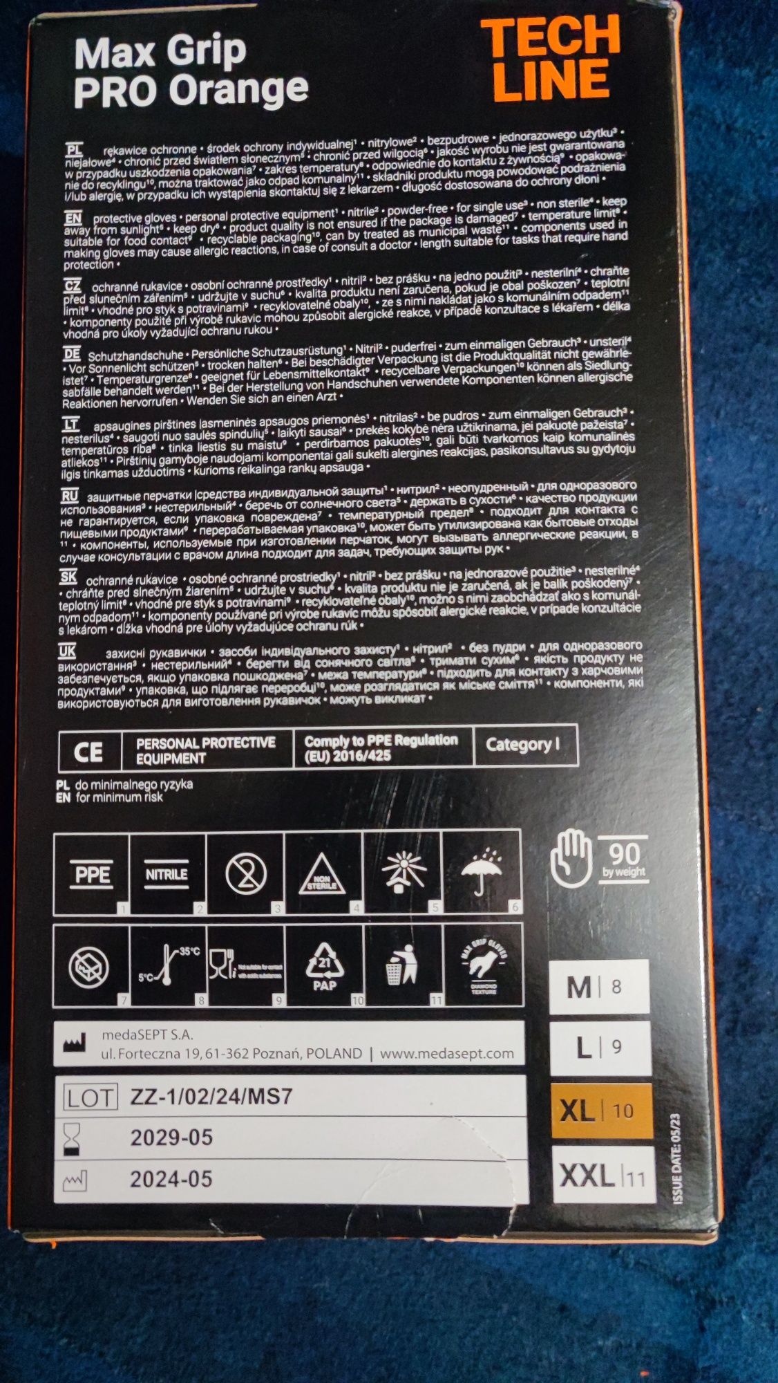 Rękawice nitrylowe pomarańczowe bezpudrowe EMKA rozmiar XL 90 szt.