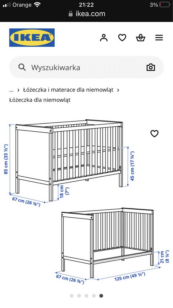 Łóżeczko niemowlece z Ikea biale drewniane  stan bdb