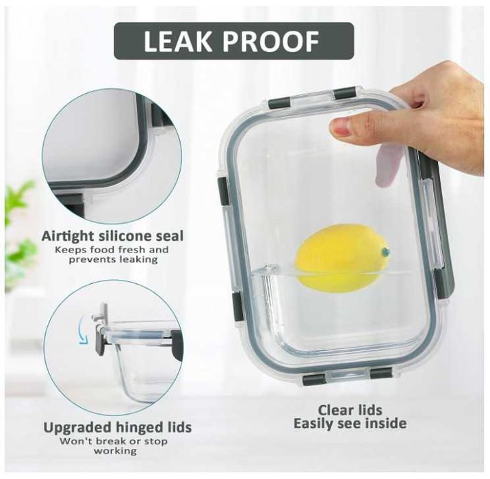 Zestaw 8 szklanych pojemników do przechowywania żywności 860ml