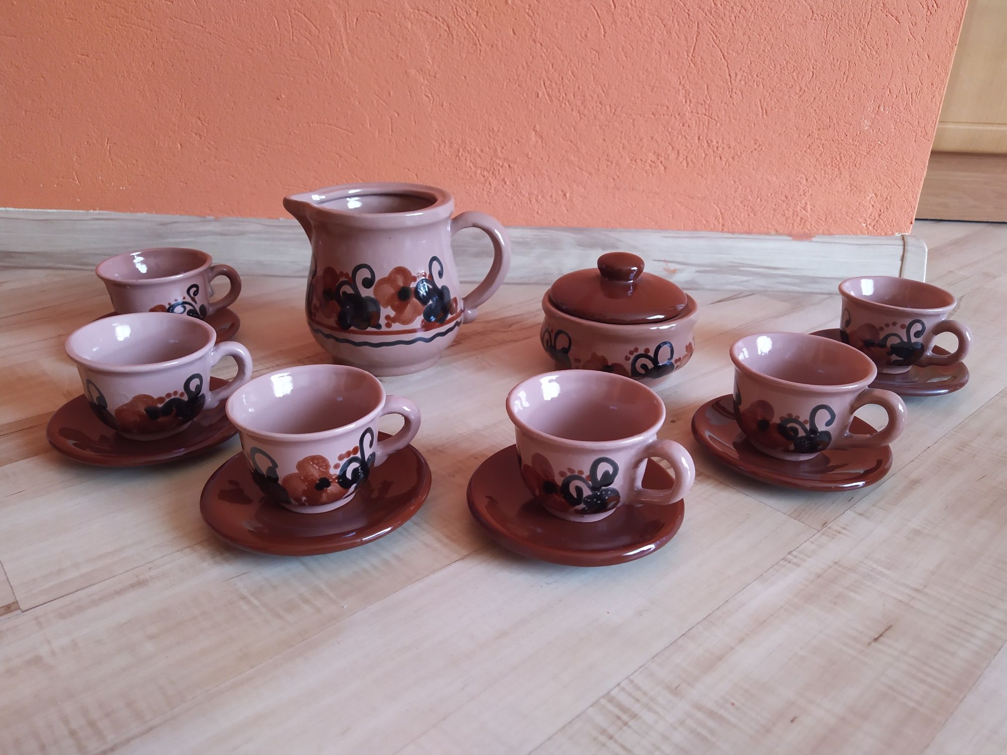 Ręcznie malowany zestaw do kawy ceramiczny