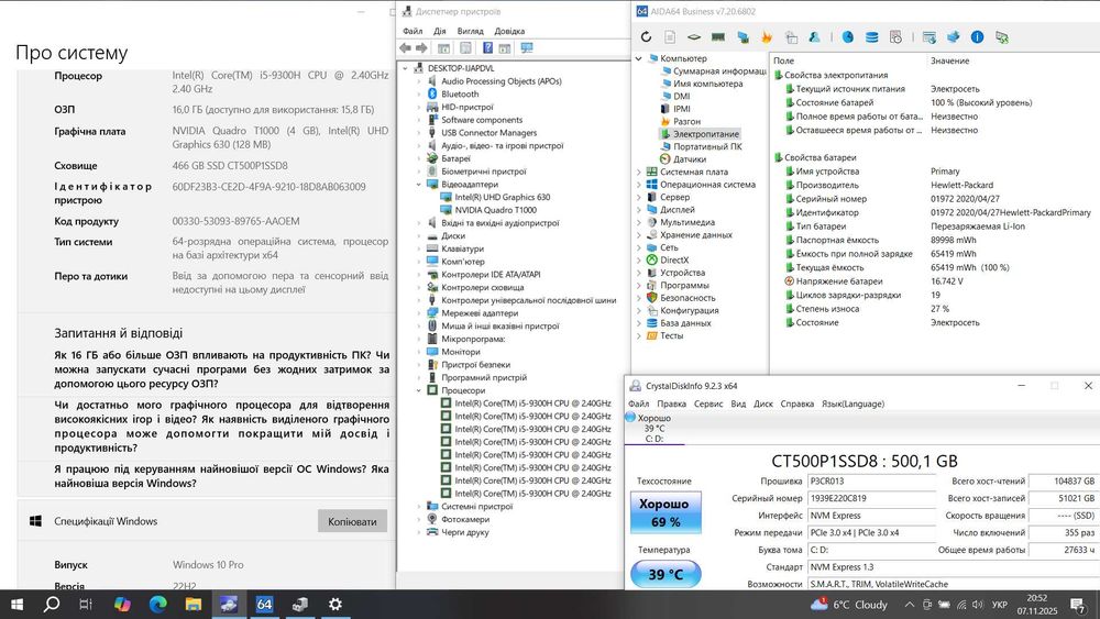 Ноутбук Ігровий HP Zbook 15 G6 i5 4ядра/16gb/nvme512/Nvidia T1000 4gb