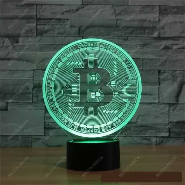 Lampka LED 3d bitcoin prezent