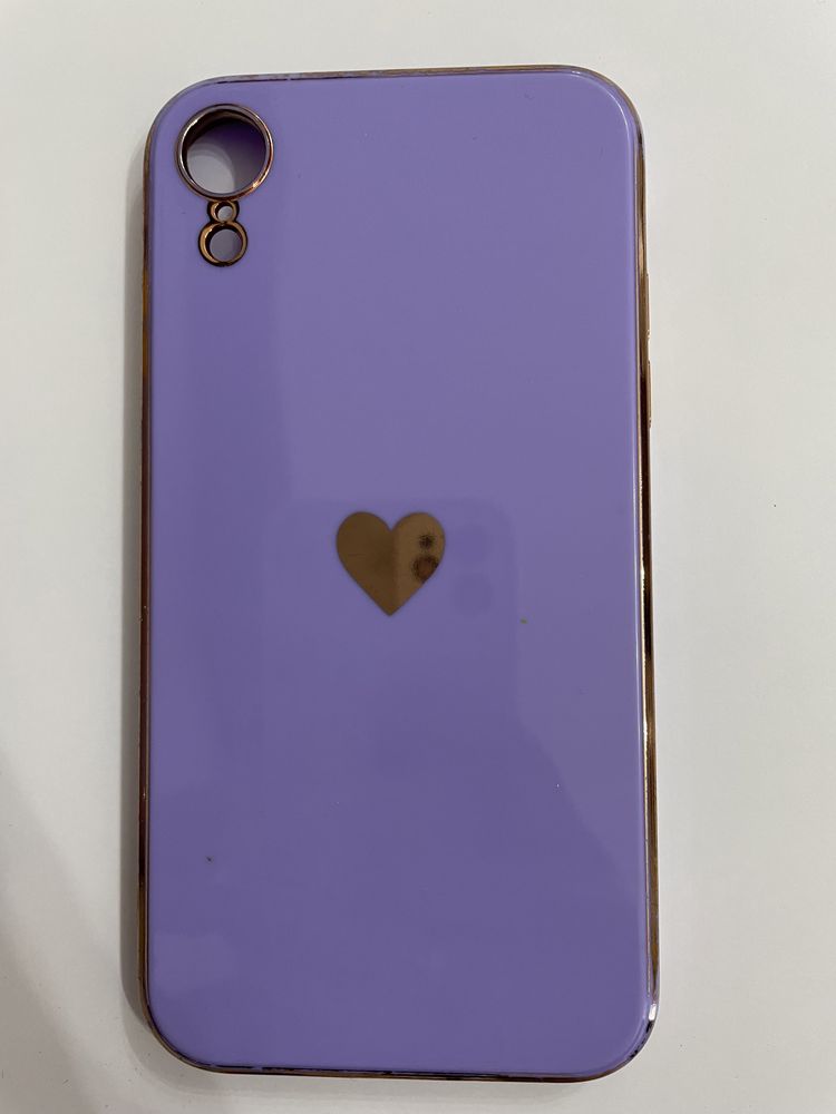 Etui iPhone XR czarne przezroczyste fioletowe brokatowe