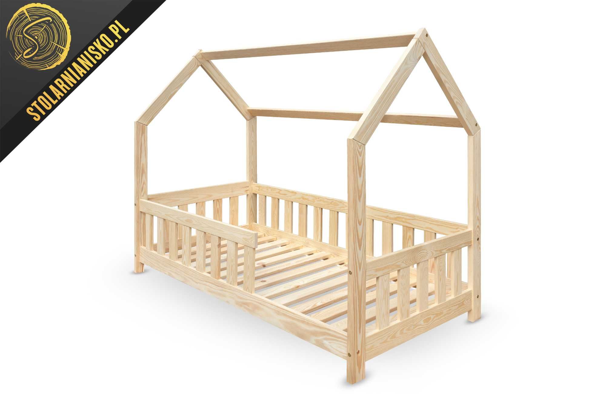 Łóżko drewniane domek dla dziecka 80x160 nielakierowane. Producent