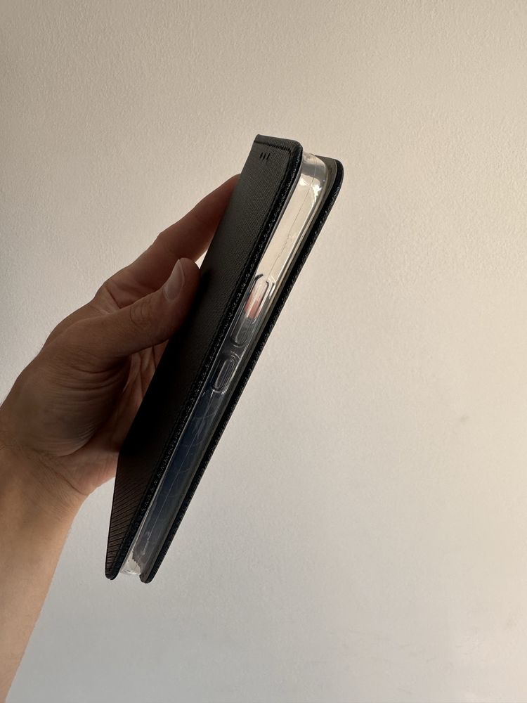 OPPO RENO 13 5G - Etui z klapką czarne + SZKŁO hartowane