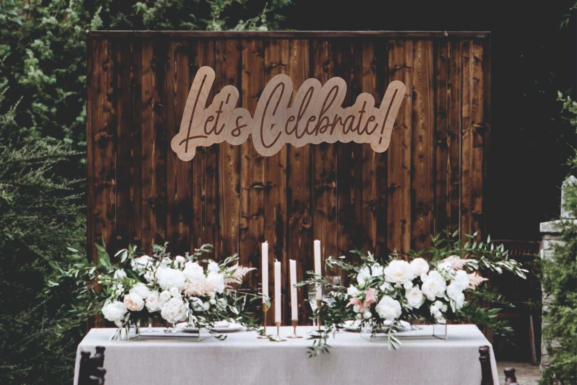 Napis 3D Let's Celebrate ! Na Wesele Ściankę Boho Rustykalne Neon Led