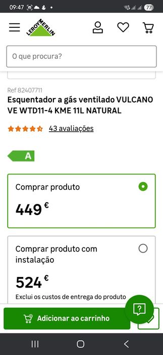 Esquentador à gas ventilado Vulcano