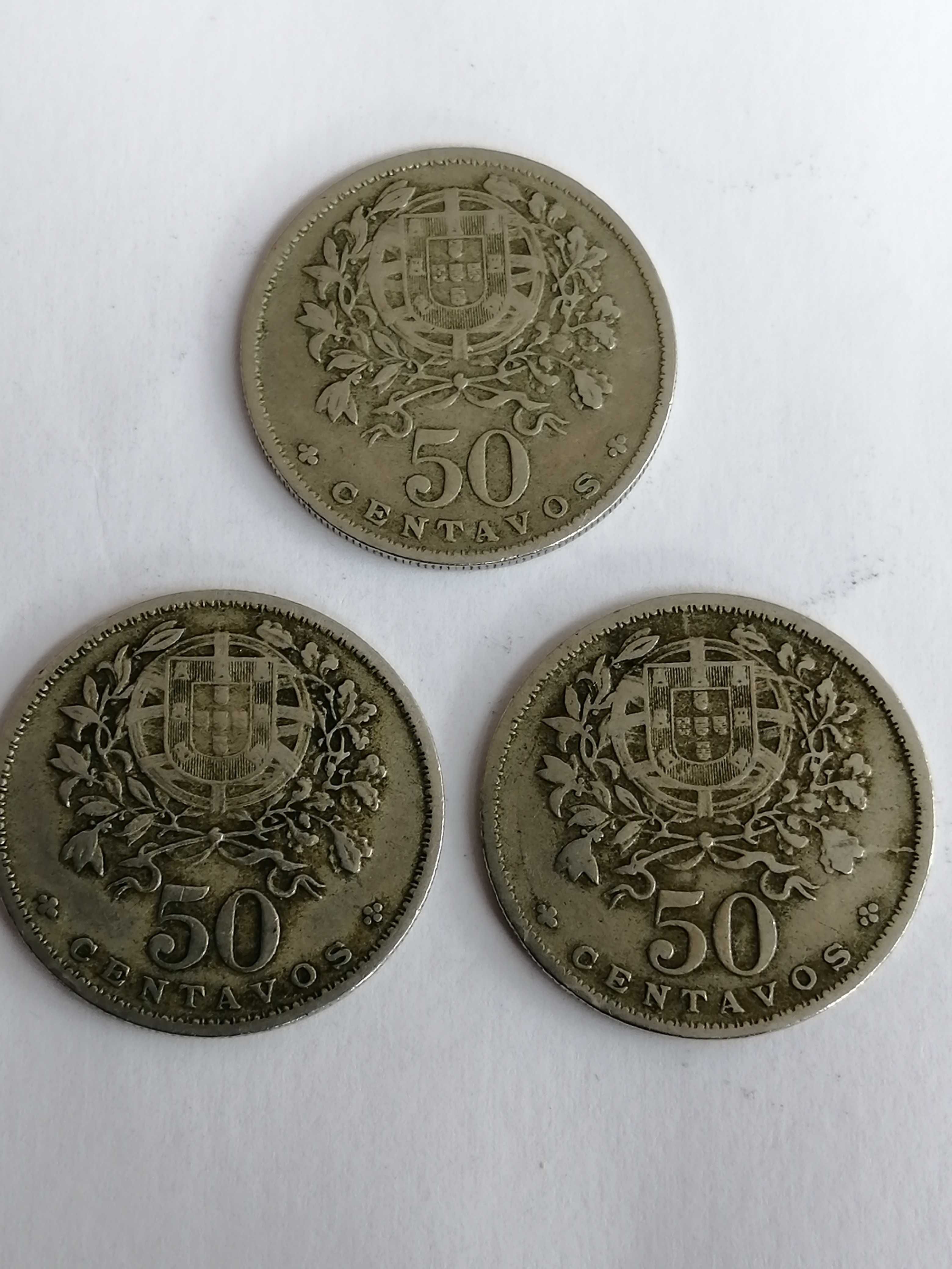 Moedas de alpaca 50 centavos 1929,, 1930,,1935.