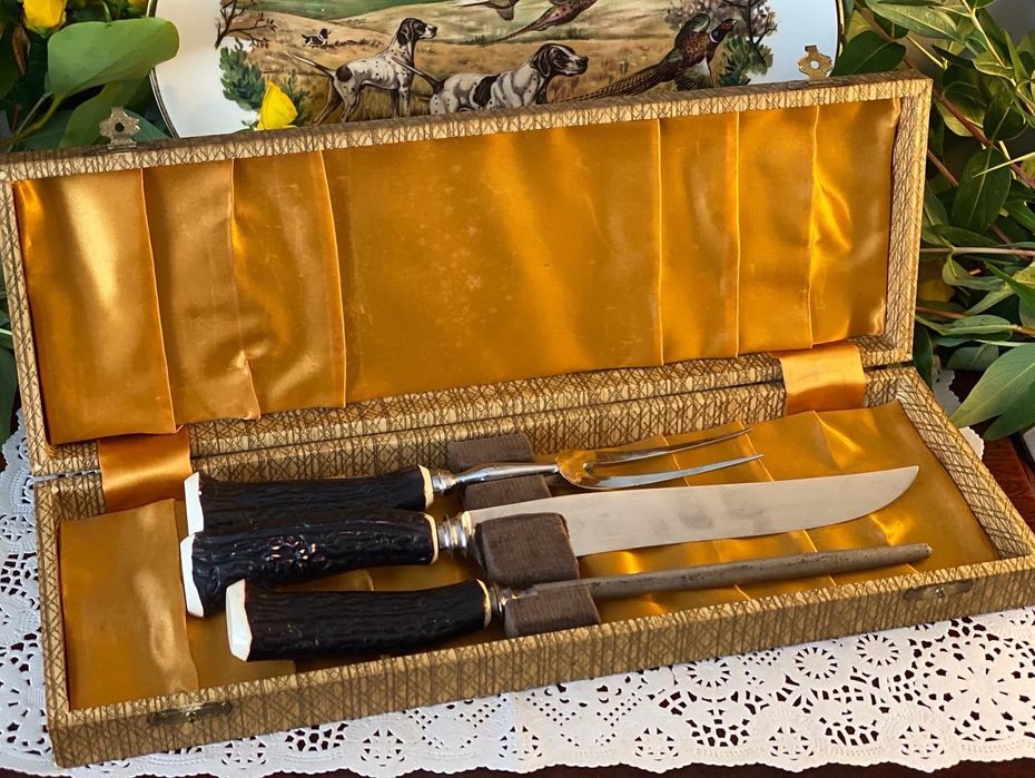 Набір для мʼяса, ніж, виделка. Набор ножей, для мяса. Винтаж