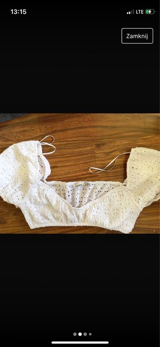 Crop top bluzka koronka bufoniaste rękawy m