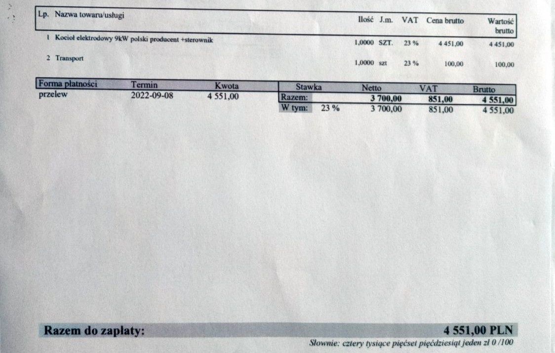 Kocioł elektrodowy 9 kw