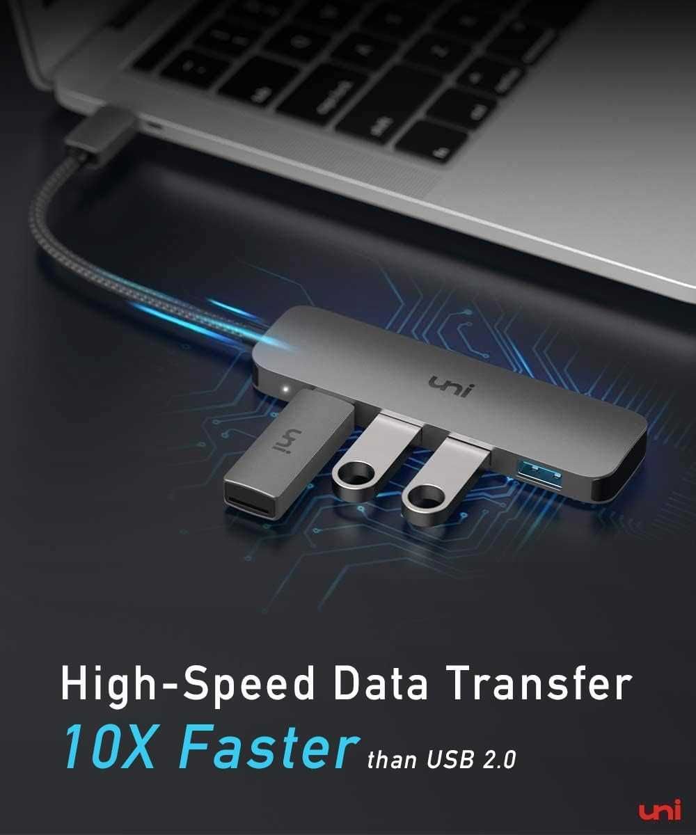 Hub USB-C Uni – Ultra Cienki 4x USB 3.0 | Aluminium | Szybki Transfer