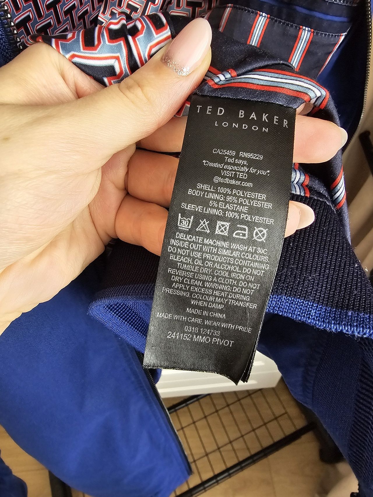 Kobaltowa wiatrówka Ted Baker męska 38 M bdb kieszonki chabrowa zamek
