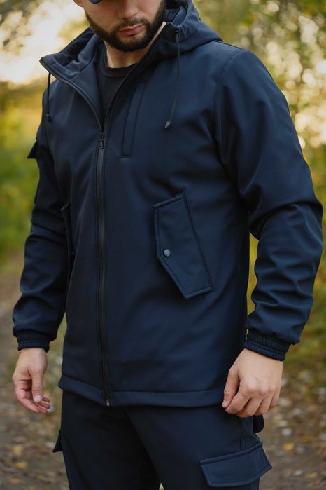 Костюм чоловічий софтшел утеплений флісом темно-синий