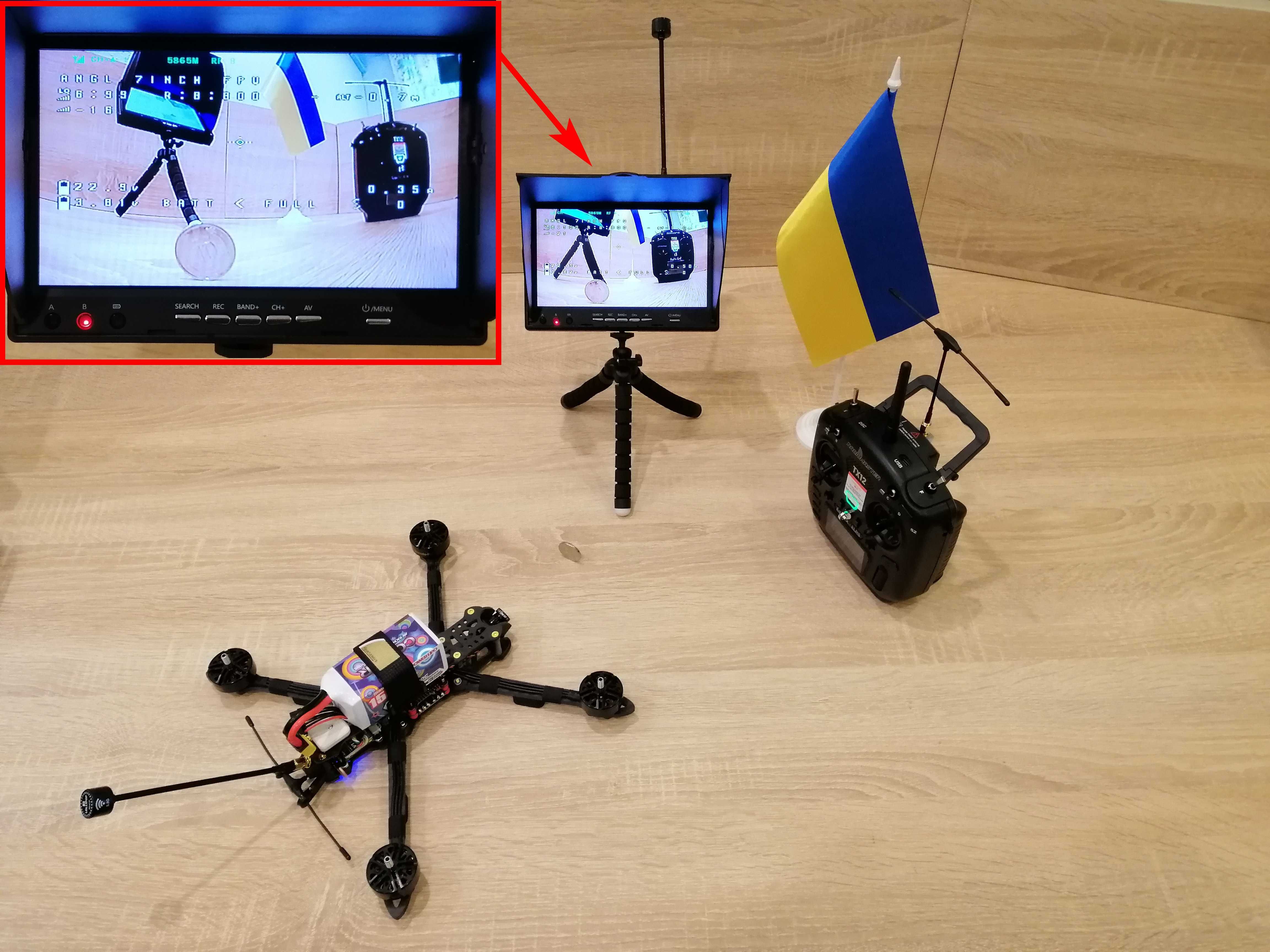 Монітор 7” FPV LCD5802D монитор 5802 5.8G 40CH with DVR