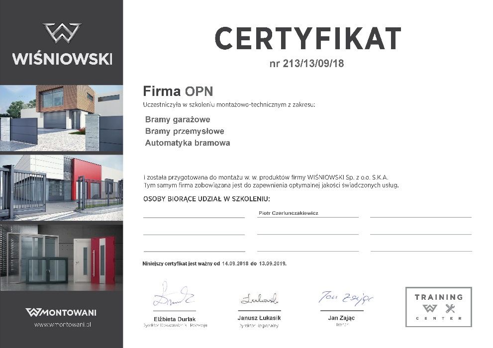 .Bramy Garażowe WIŚNIOWSKI Automatyka do bram.Napędy do bram. Olsztyn
