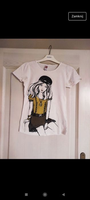 Biała bluzka, koszulka dla dziewczynki rozmiar 146-152 cm marka C&A