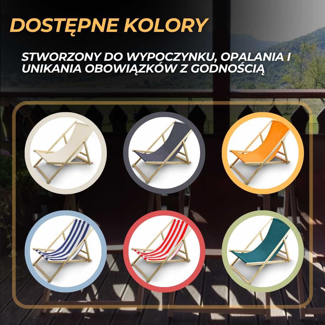 leżak ogrodowy leżak drewniany składany leżak plażowy - Nowy!