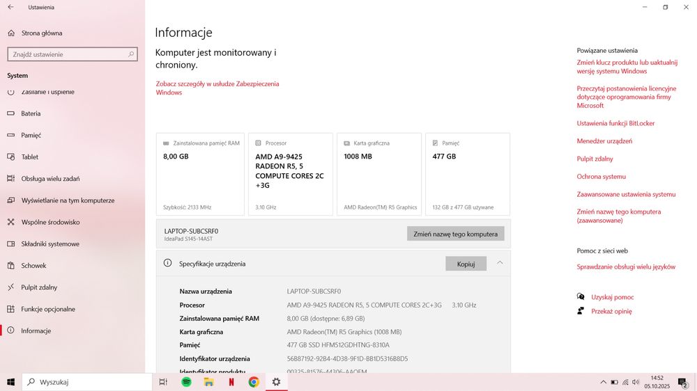 Laptop Lenovo IdeaPad S145-14AST 8GB RAM 512 SSD Windows