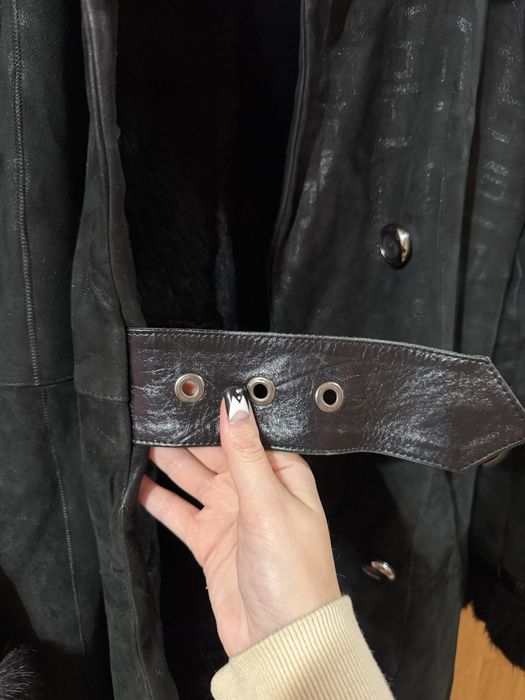 Замшева дублянка з натуральним хутром