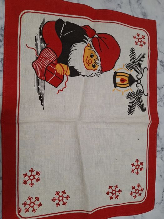 Lniano-bawełniana serwetka świąteczna bożonarodzeniowa