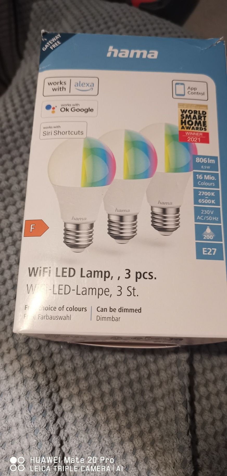 Żarówka led WiFi  3szt +oprawki z kablem