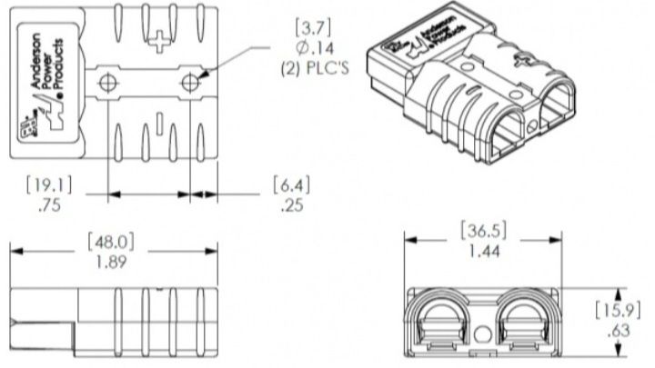 Коннектор , роз'єм силовий Anderson 600 v 50 A