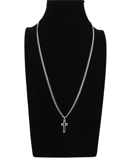 Stylowy łańcuszek pancerka z krzyżykiem 2×1 cm – stal 55 cm męski