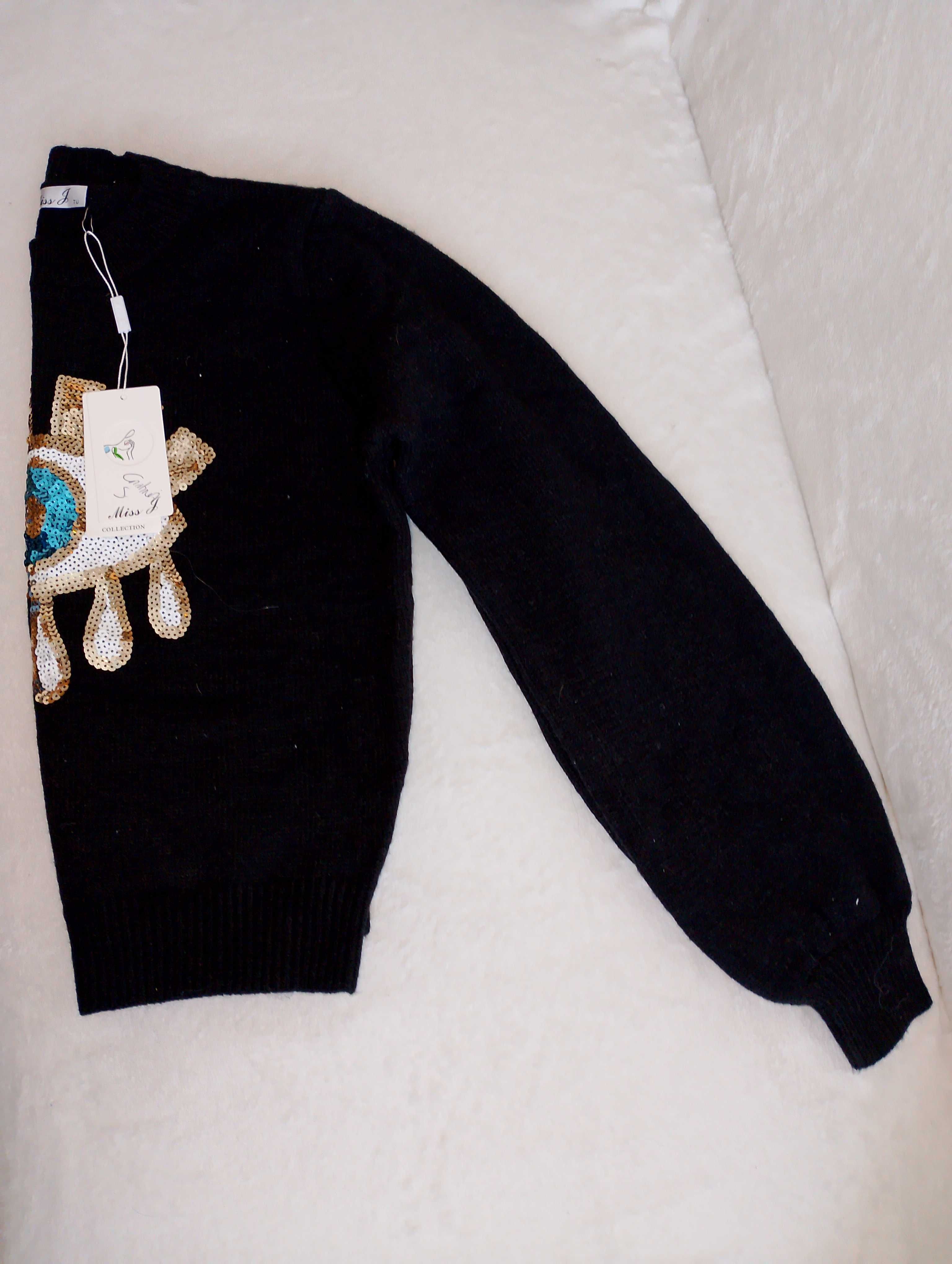 Sweter czarny z aplikacja roz. 36  TU