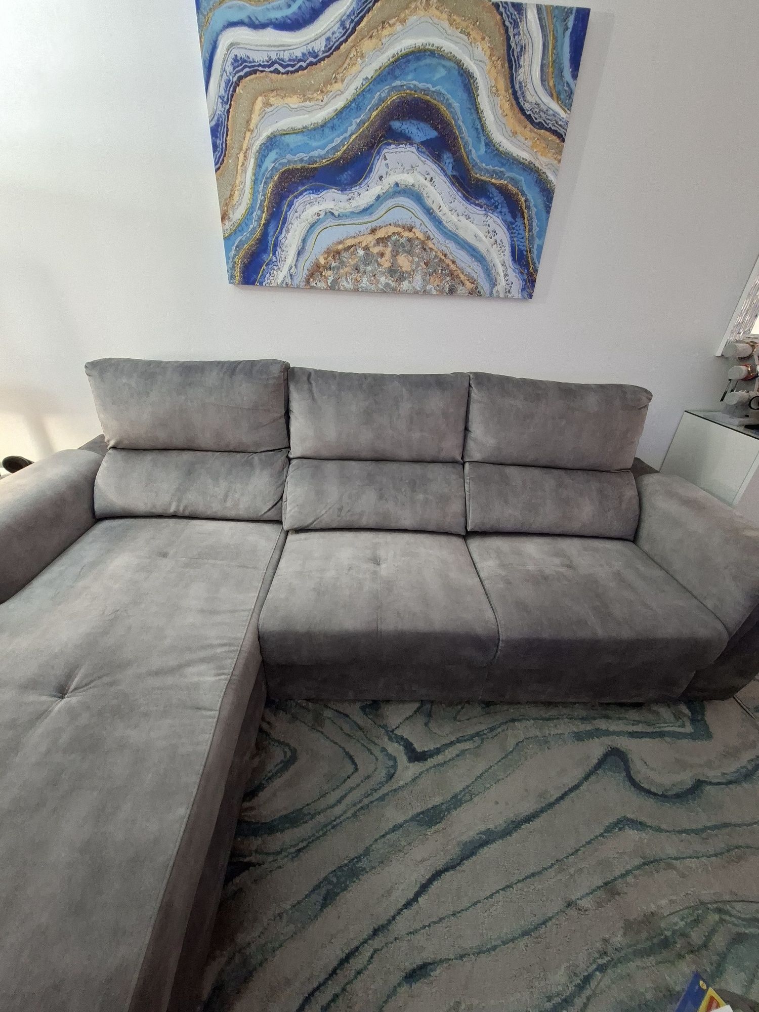 Sofa extensível com chaise long, muito confortável