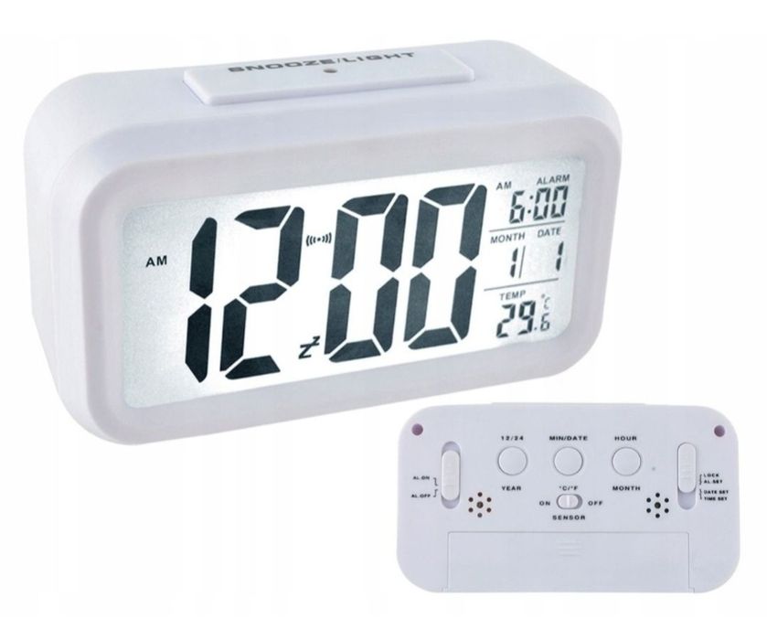 Nowy Budzik LED czarny lub biały