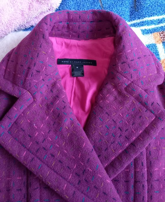 Напівпальто жіноче вовняне на бавовняній підкладці, фіолетовог