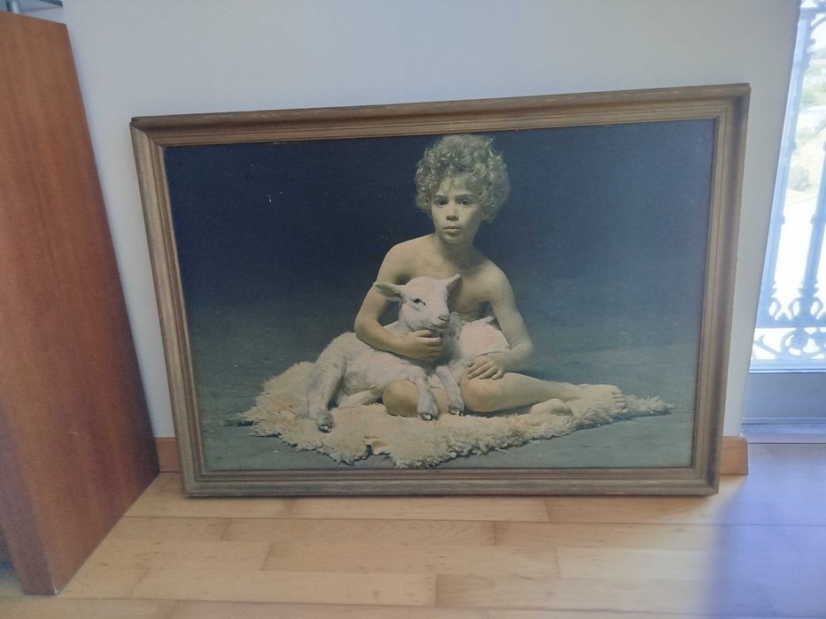Quadro Antigo de grandes dimensões, reprodução sobre madeira