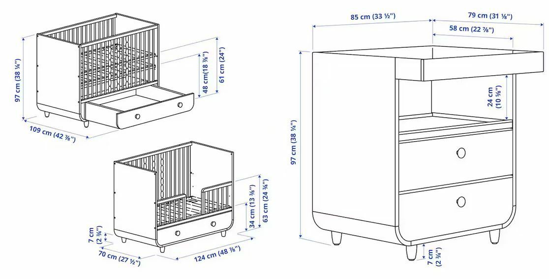 Komoda z przewijakiem dla niemowląt IKEA MYLLRA