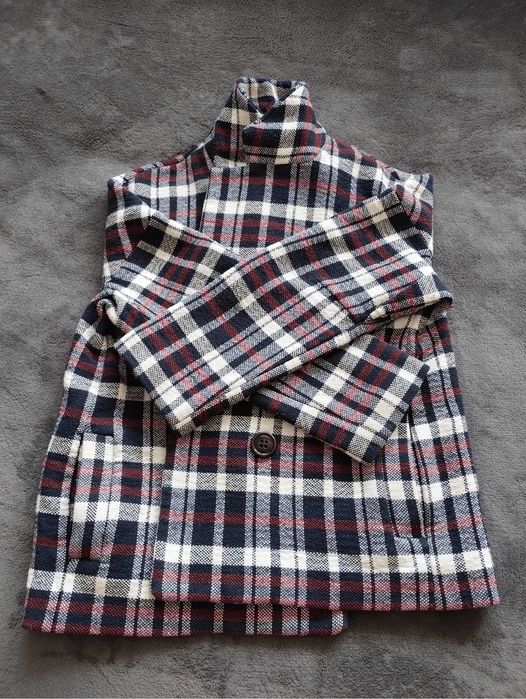 Płaszcz dziewczęcy, bosmanka, w kratkę, ZARA Basic, roz. L
