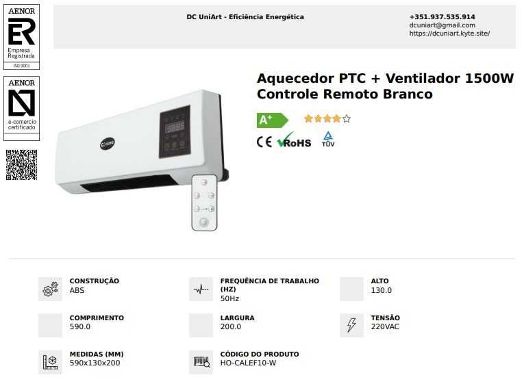 Aquecedor Wall Split de 1500 W