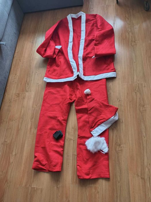 Strój Kostium Świętego Mikołaja Broda Czapka Pasek Marynarka Spodnie