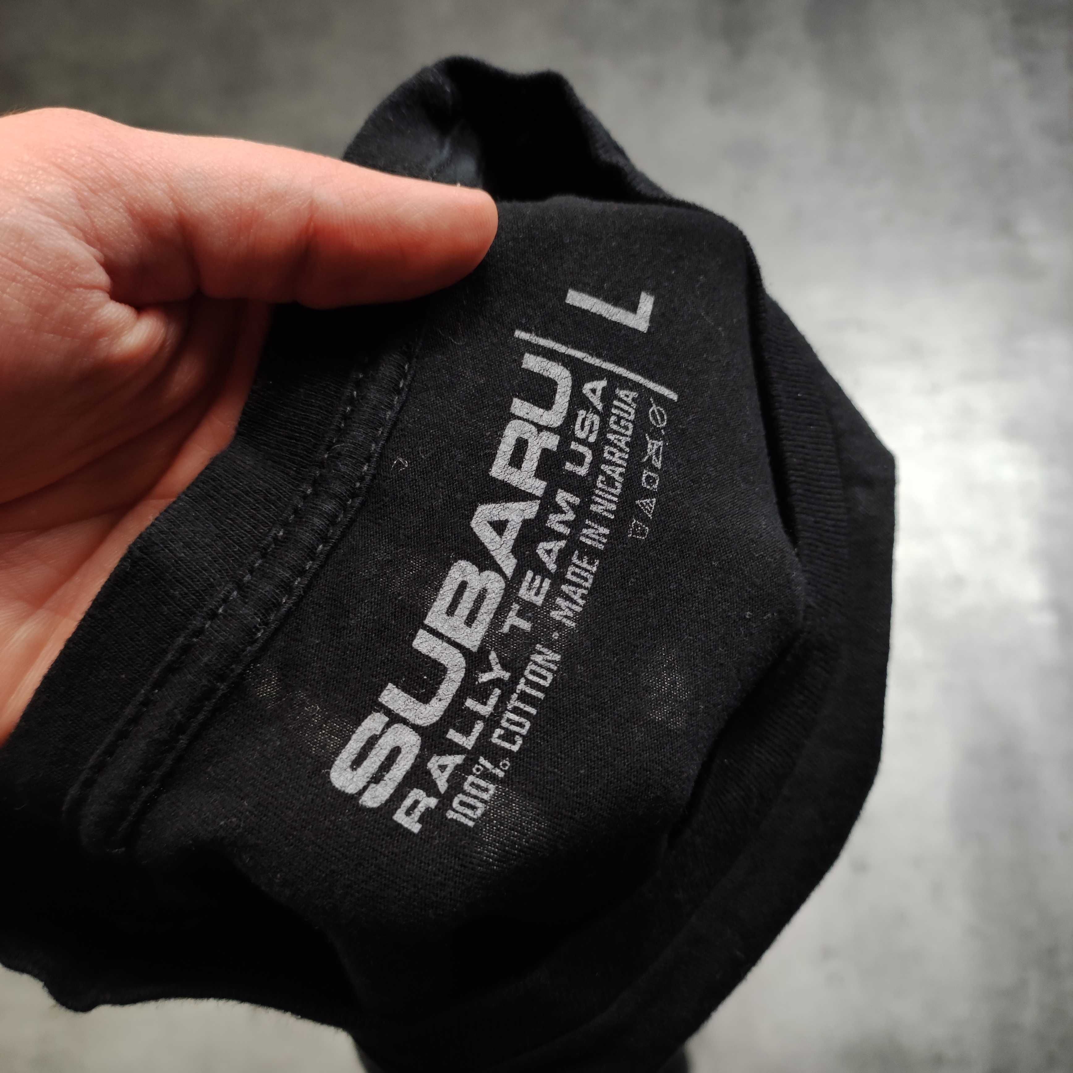 MĘSKA Koszulka Czarna Bawełna Duże Logo Motorsport Subaru Oficjalna