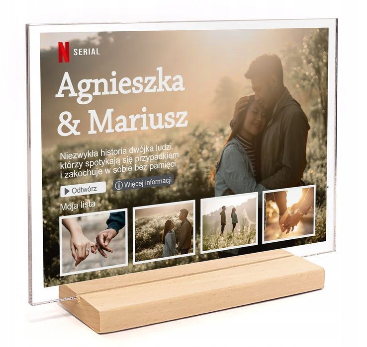 Ramka ze zdjęciem na szkle akrylowym netflix personalizowany prezent