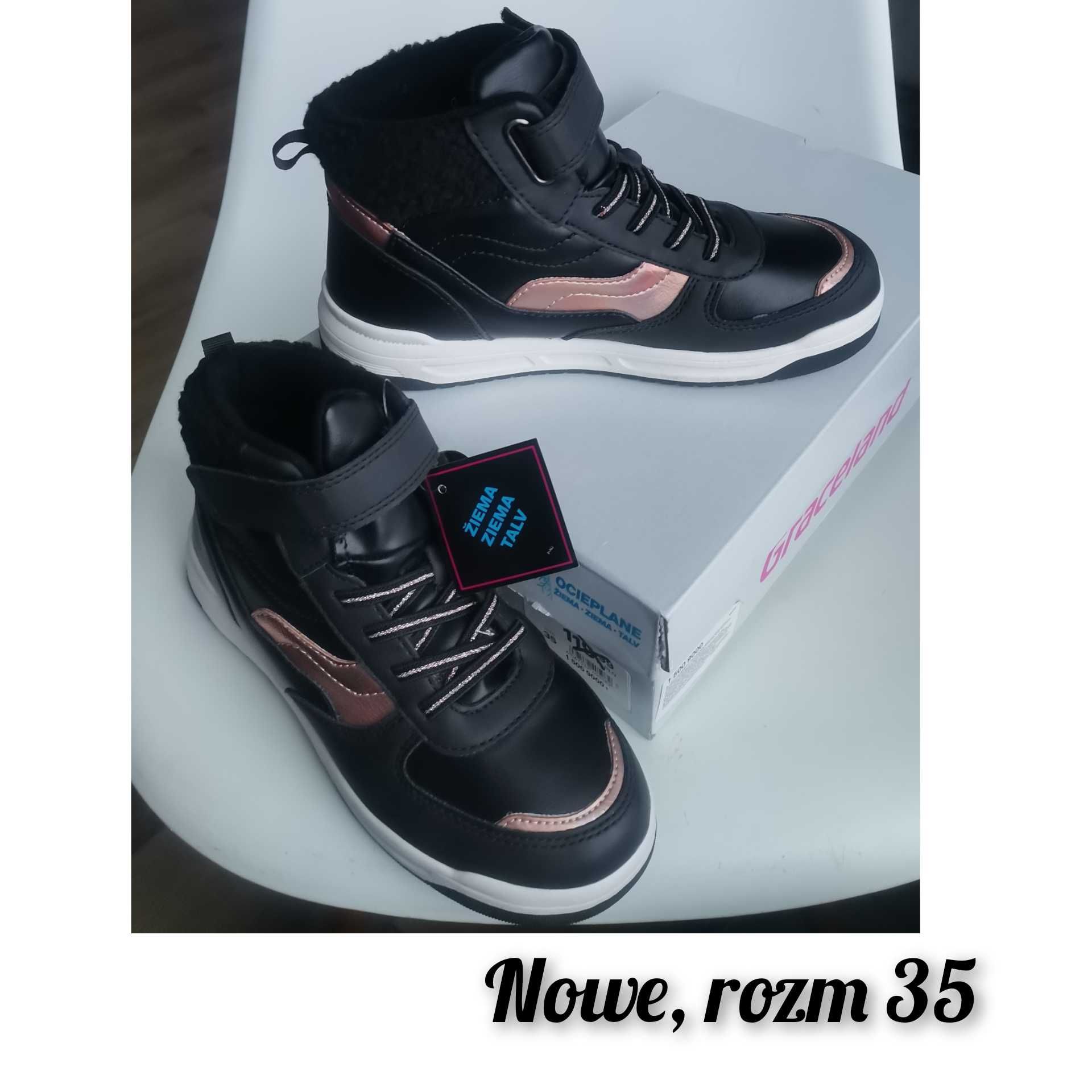 Nowe buty 35 dł 22,7 cm Deichmann buty czarne botki przejściowe