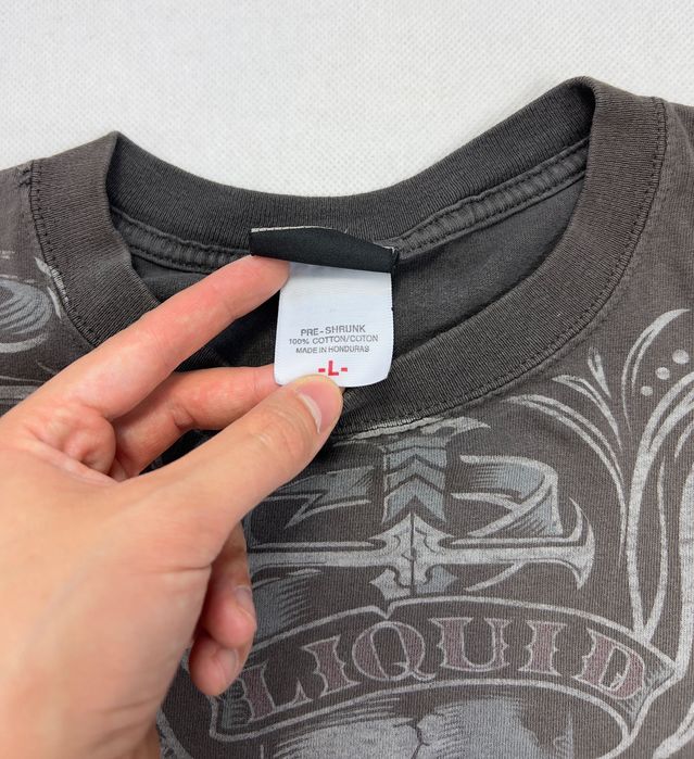 Koszulka Liquid Blue Skull Gothic Affliction Over Print Vintage 90’s