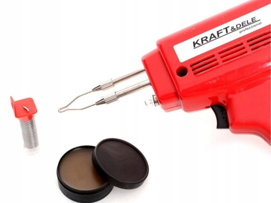 Lutownica transformatorowa 100W dioda led pistolet + zestaw Kraft&Dele
