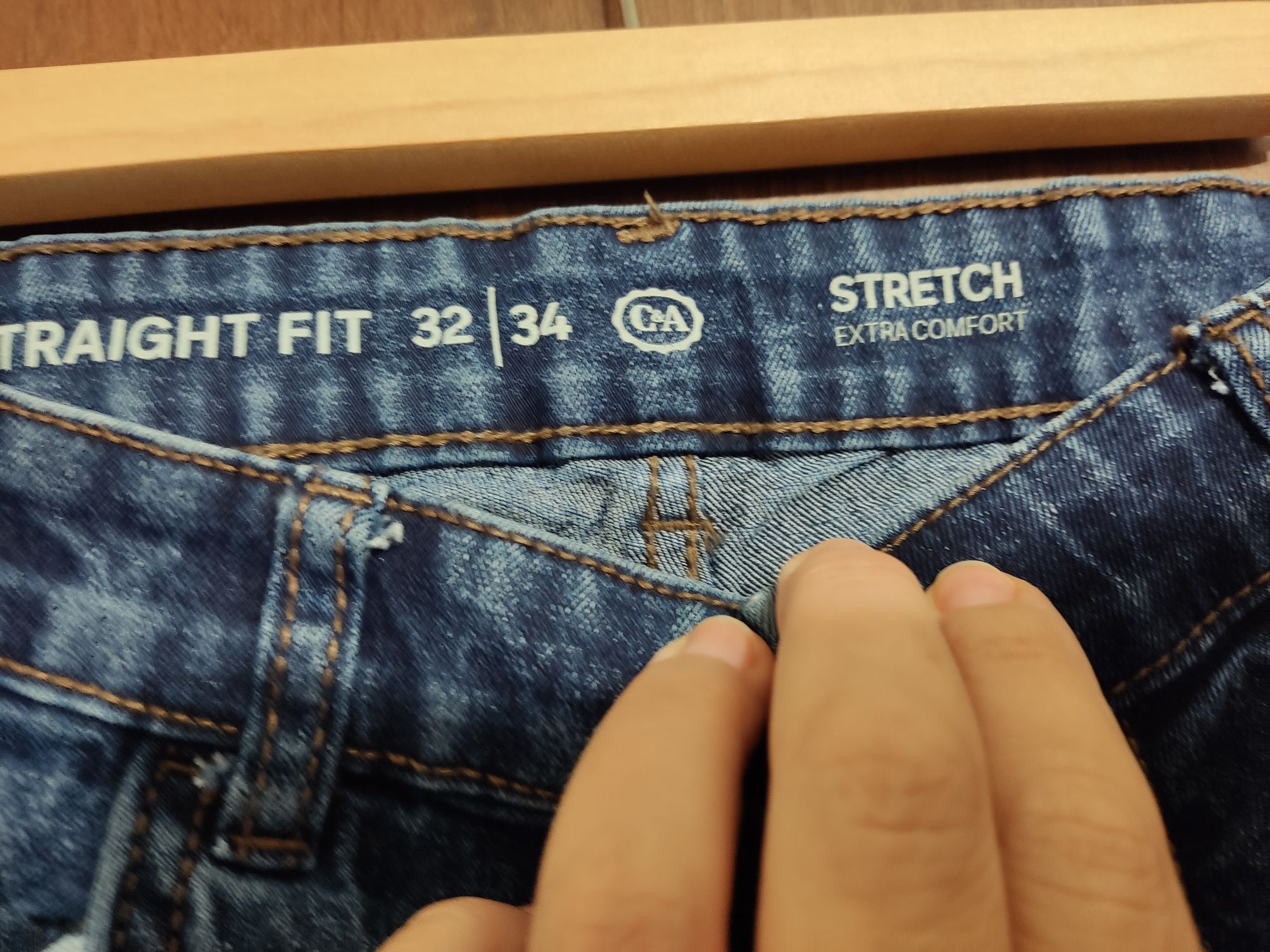 Spodnie jeans w32 l34 stretch wysoki szczupły granatowe