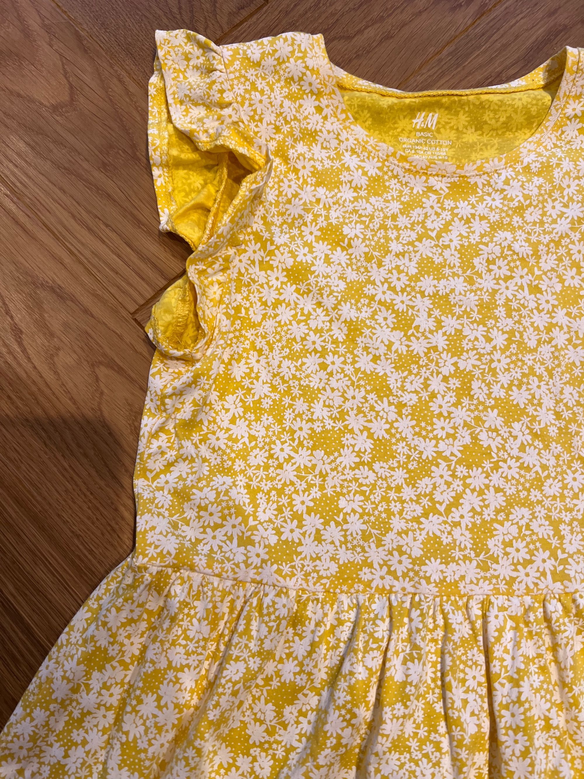 H&M 134/140 żółta sukienka w kwiaty kwiatki
