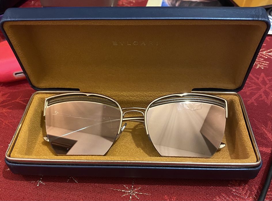 Okulary przeciwsłoneczne Bvlgari lustrzane złote