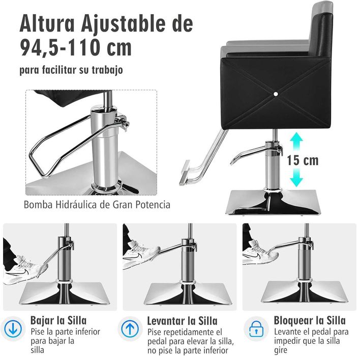 Cadeira Cabeleireiro preta NOVA