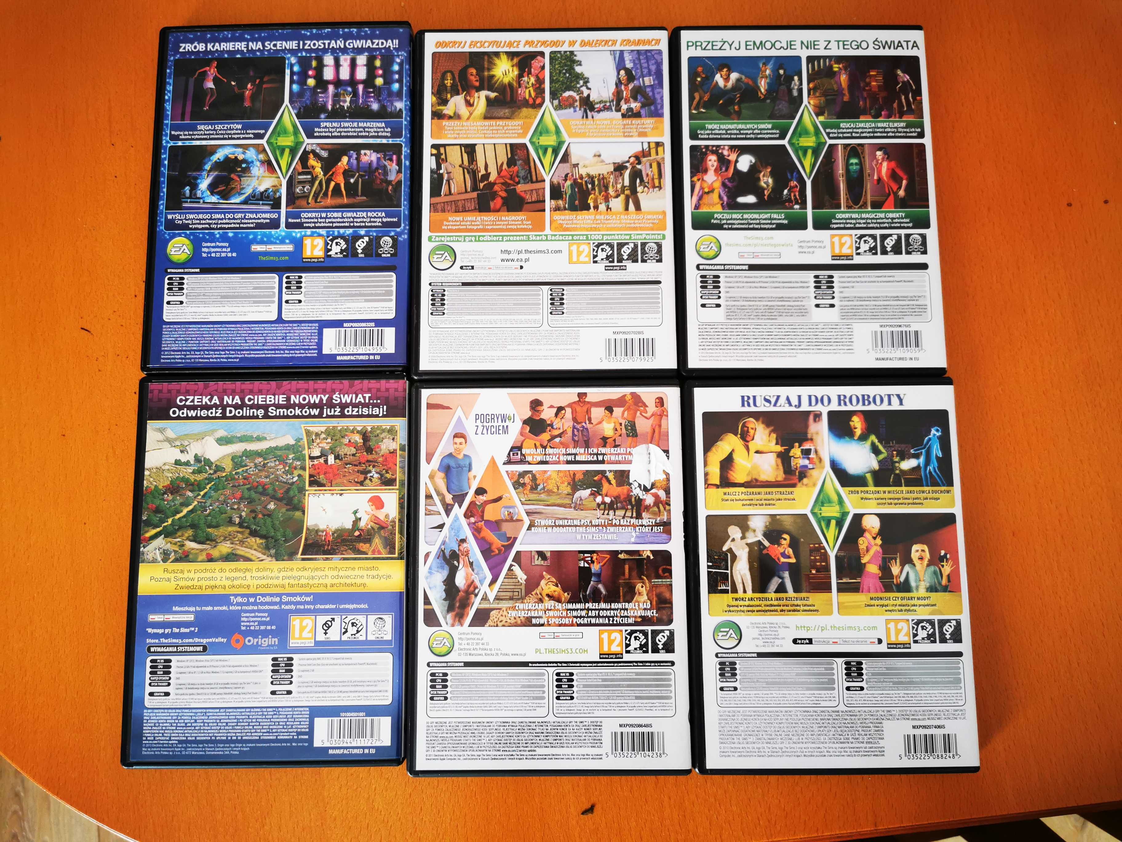 Zestaw The Sims 3 + 5x dodatki Kariera Zwierzaki Podróże zostań gwiazd