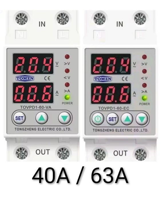 TOMZN Реле напруги Реле напряжения ~230V до 40А/63А Автомат ~230 1P/2P