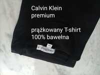 Lux prążkowany T-shirt Calvin Klein M L 100% bawełna czarny 38 40